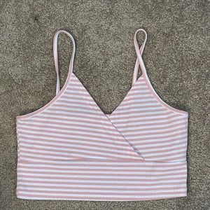 Pink and white stripped crop top